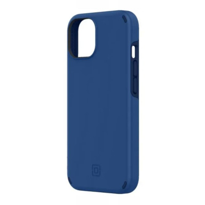 Granatowe etui Incipio Duo MagSafe do iPhone 14 Pro Max z widocznym wycięciem na wyspę aparatów, przyciskami bocznymi oraz logo producenta na dole obudowy.