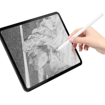 Biały rysik JCPAL AccuPen Smart Magnetic Stylus do iPada z widocznym logo producenta na obudowie oraz trzema diodami LED wskazującymi stan naładowania.