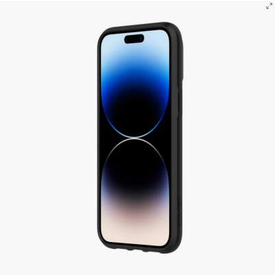Czarne etui ochronne Griffin Survivor na smartfon iPhone 14 Pro Max, ukazane w widoku z przodu pod kątem, z widocznym napisem marki na bocznej krawędzi.
