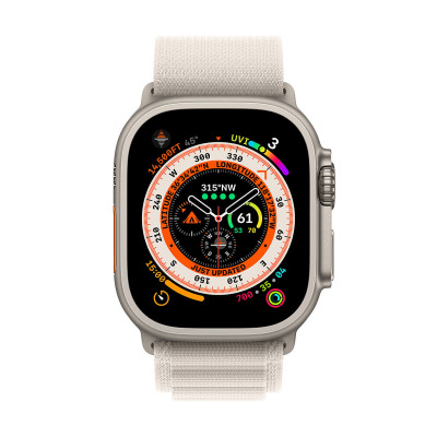 Apple Watch Ultra 49mm + Cellular tytan z opaską Alpine w kolorze księżycowej poświaty - Small