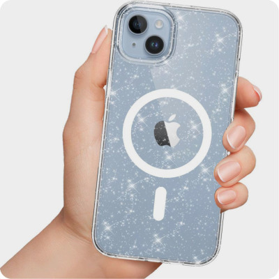 Etui do iPhone 15 Pro Max Tech-Protect Glitter MagSafe - Przeźroczyste
