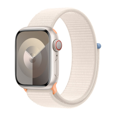 Apple Watch S9 41mm aluminium + Cellular w kolorze księżycowej poświaty z opaską sportową w kolorze księżycowej poświaty 