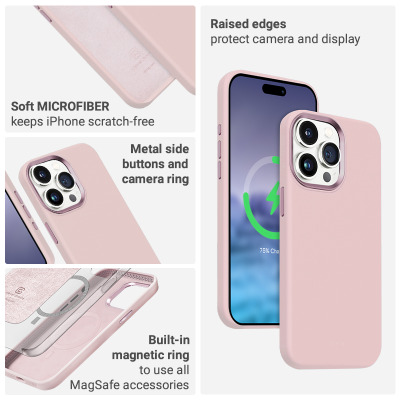 Etui do iPhone 15 Crong Color Cover LUX Magnetic różowe