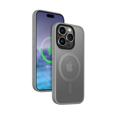 Etui do iPhone 15 Pro Crong Hybrid Frost MAG Cover szare