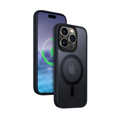 Etui do iPhone 15 Pro Max Crong Hybrid Frost MAG Cover granatowe