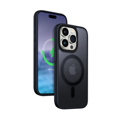 Etui do iPhone 15 Pro Max Crong Hybrid Frost MAG Cover granatowe