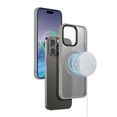 Etui do iPhone 15 Pro Max Crong Hybrid Frost MAG Cover szare