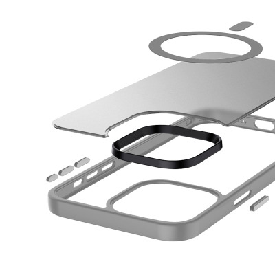 Etui do iPhone 15 Pro Max Crong Hybrid Frost MAG Cover szare