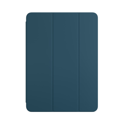 Morskie etui Apple Smart Folio do iPad Air 5, widok na przednią część składanej okładki z charakterystycznymi pionowymi liniami podziału.