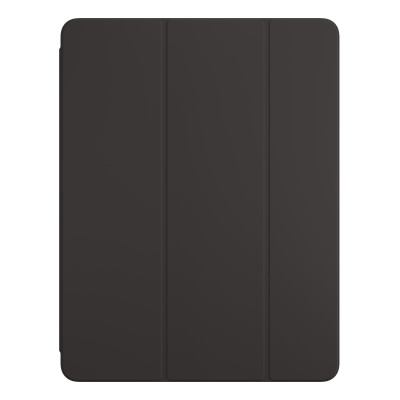 Czarne etui Apple Smart Folio do iPada Pro 12,9 cala (3-6 generacji) w widoku z przodu, ukazujące charakterystyczną składaną konstrukcję z trzema panelami.