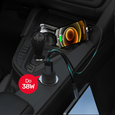 Ładowarka samochodowa Unitek P1400 38W USB-A USB-C - czarna