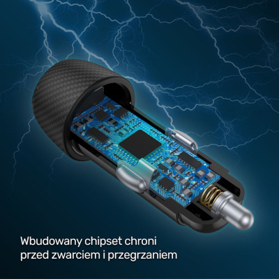 Ładowarka samochodowa Unitek P1400 38W USB-A USB-C - czarna