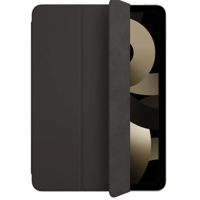 Czarne etui Apple Smart Folio do iPad Air 4 i 5 generacji, widok na zamkniętą, gładką przednią okładkę z charakterystycznymi trzema pionowymi podziałami.