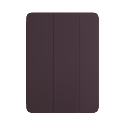 Ciemnowiśniowe etui Apple Smart Folio do iPad Air 4 i 5, widok na zamkniętą, gładką przednią okładkę podzieloną na trzy pionowe panele magnetyczne.