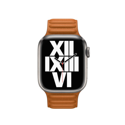 Pasek do Apple Watch 45mm z karbowanej skóry M/L - złocisty brąz