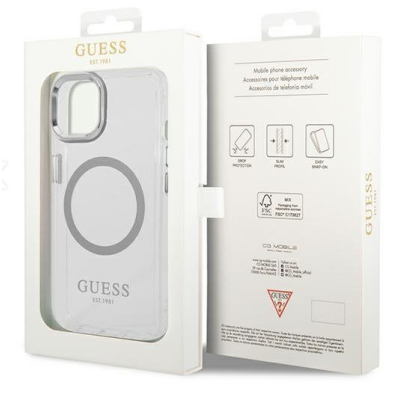Etui iPhone 14 Guess Outline Silver MagSafe przezroczyste Warszawa