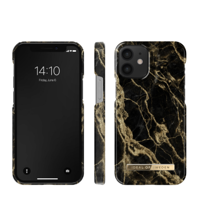 Etui do iPhone 12 mini iDeal Golden Smoke Marble czarne
