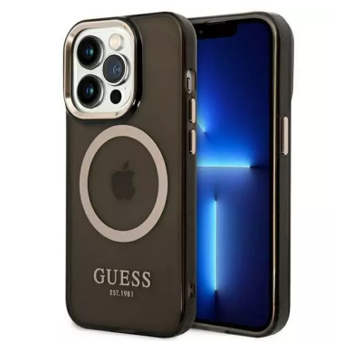 Etui do iPhone 14 Pro Guess Gold Outline  MagSafe czarny