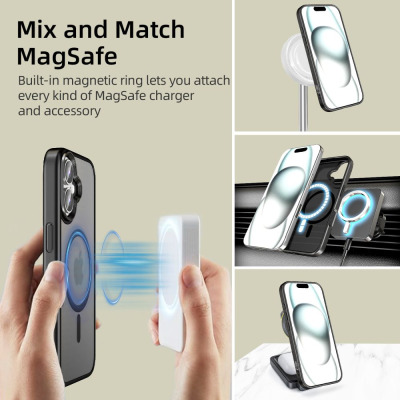 Etui do iPhone 16 bezprzewodowe ładowanie Tech-Protect MagMat MagSafe matte black - czarne