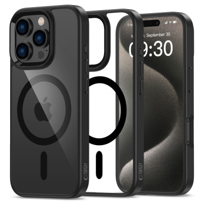 Etui do iPhone 16 Pro Tech-Protect MagMat MagSafe black clear - przezroczyste