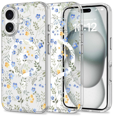 Etui do iPhone 16 Tech-Protect MagMood MagSafe spring flowers - przezroczyste