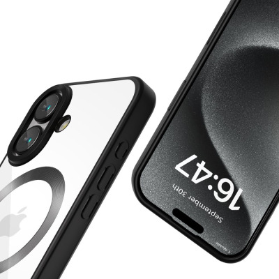 Etui do iPhone 16 Tech-Protect MagFlex MagSafe satin black - przezroczysty