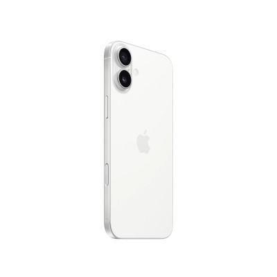 Apple iPhone 16 Plus w kolorze białym, widok na tylny panel z charakterystyczną pionową wyspą dwóch obiektywów aparatów oraz logo Apple na środku obudowy.