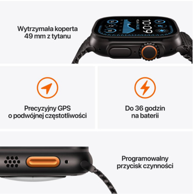 Apple Watch Ultra 2 49mm + Cellular tytan naturalny z branzoletą mediolańską z tytanu w kolorze naturalnym - Large