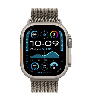 Apple Watch Ultra 2 49mm + Cellular tytan naturalny z branzoletą mediolańską z tytanu w kolorze naturalnym - Medium