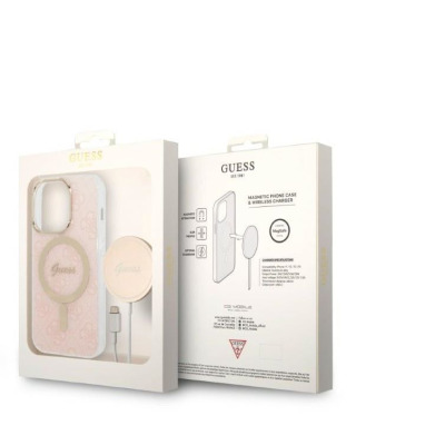 Rzeszów Etui iPhone 14 Pro Max Magsafe plus ładowarka Guess Charger 4G Gold Pink 