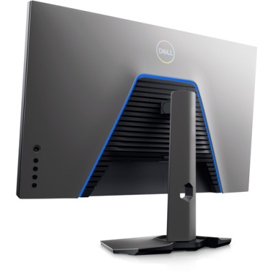 Monitor Dell G3223QE 32 cale w kolorze czarnym z wyświetloną grą Stray, widoczny od frontu na podstawce z logo marki na dolnej ramce ekranu.