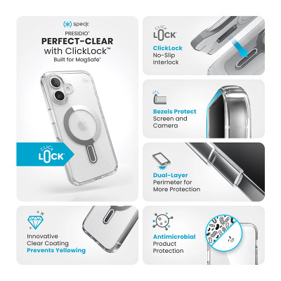 Etui do iPhone 16 Kraków Speck Presidio ClickLock MagSafe clear - przezroczyste