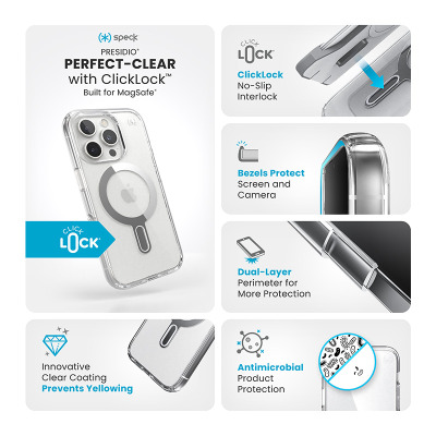 Etui do iPhone 16 Pro Warszawa Speck Presidio ClickLock MagSafe clear - przezroczyste