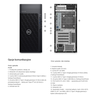 Rzeszów Dell Precision 3680 MT i7-14700K 32GB Warszawa 1TB SSD Gen4 Integrated Win11Pro N010PT3680MTEMEA_VP