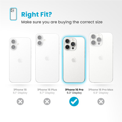 Czarne etui Speck Presidio2 Grip do iPhone 16 Pro z technologią ClickLock MagSafe, widok na tył z wyspą aparatów oraz profil telefonu z ekranem.