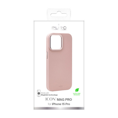 PUIPC15P61ICONMPROSE Etui iPhone 15 Pro Warszawa PURO ICON Mag Cover piaskowy róż