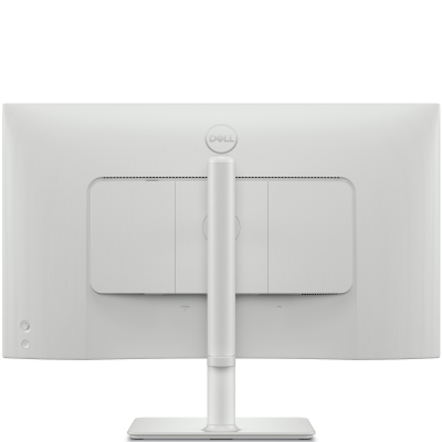 Monitor Dell S2725HS 27 cali z matrycą IPS na jasnej podstawie, ustawiony pod kątem, prezentujący na ekranie tapetę z ułożonymi kamieniami zen w piasku.