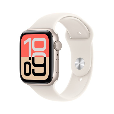 Apple Watch SE 3 40mm  Aluminium w kolorze Księżycowej poświaty z Paskiem sportowym w kolorze Księżycowej poświaty - S/M