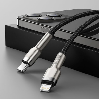 Kabel Baseus USB-C - Lightning Cafule Metal  2m czarny