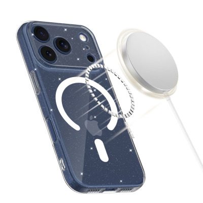 Etui do iPhone 17 Pro Tech-Protect Flexair MagSafe glitter - przezroczyste