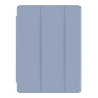 Lawendowe etui JCPAL DuraPro do iPad Pro 11 2024 M4 z trójdzielną składaną klapką, widok na przednią część pokrowca z subtelnym logo marki w rogu.