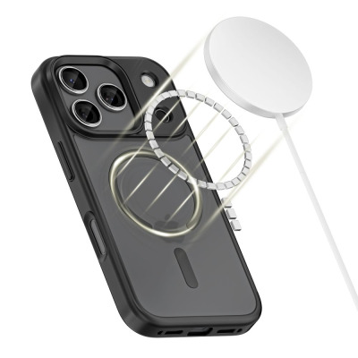Czarne etui Tech-Protect MagMat XT z MagSafe do iPhone 17 Pro Max, prezentujące tył z wyspą aparatów oraz widok telefonu z przodu z logo Tech-Protect.