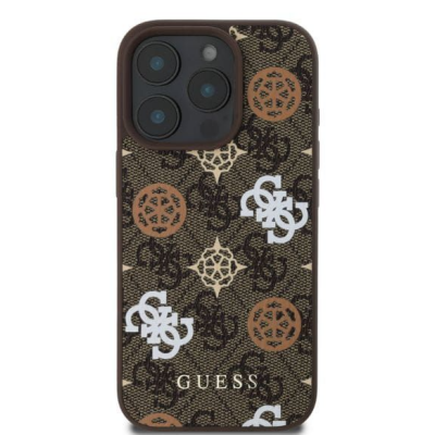 Etui do iPhone 16 Pro Guess Peony On 4G MagSage brown