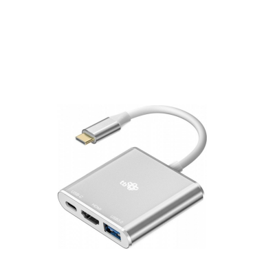 AKTBXVAU3HMPDAV Przejściówka TB USB-C HUB 3w1 HDMI, USB, USB-C - srebrny RZESZÓW 