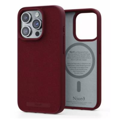 RZESZÓW Etui do iPhone 15 Pro Njord Suede MagSafe - czerwone 8720574622133