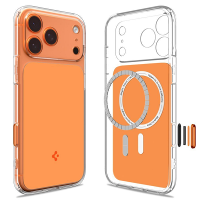 RZESZÓW Etui do iPhone 17 Pro Spigen Ultra Hybrid T MagSafe - przeźroczysty/pomarańczowy ACS10477