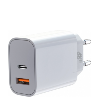 Ładowarka sieciowa TB USB C + USB A 2x3A 20W Power Delivery biała