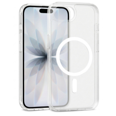 Etui do iPhone 17e Crong Hybrid Matte MAG clear/białe