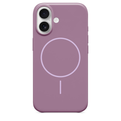 Fioletowe etui Beats MagSafe do iPhone 16 w kolorze sunset purple z widoczną wyspą aparatów oraz okręgiem magnetycznym na tylnej części obudowy.
