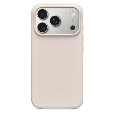 Etui Beats MagSafe w kolorze Lime Stone do iPhone 17 Pro, widok na plecki z charakterystyczną wyspą aparatów, srebrnym panelem oraz logo Beats na dole.